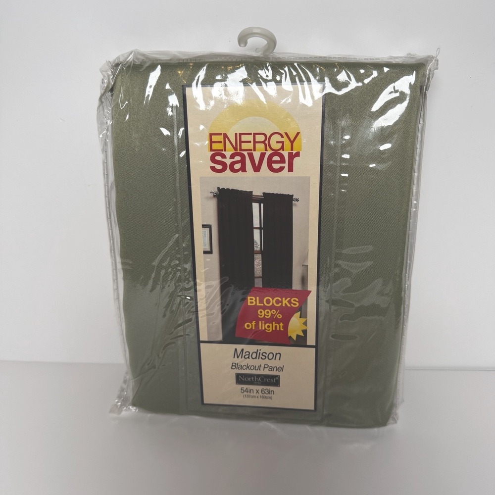 NorthCrest Home Madison SAGE Blackout Energy Saver Curtain Panels 54x63 Inches